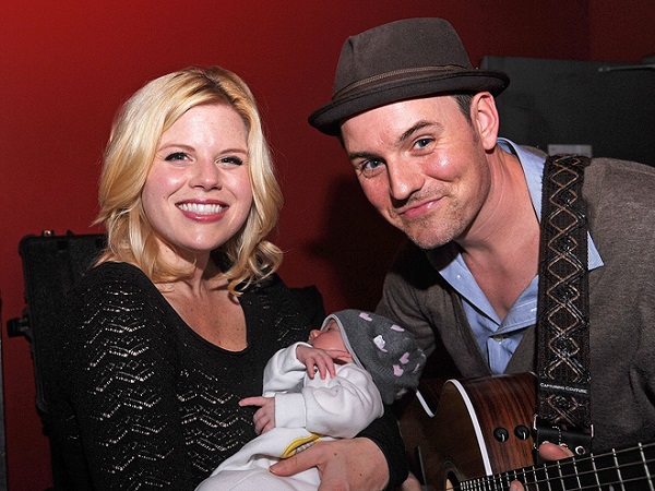 Brian Gallagher with his wife Megan Hilty and child; daughter