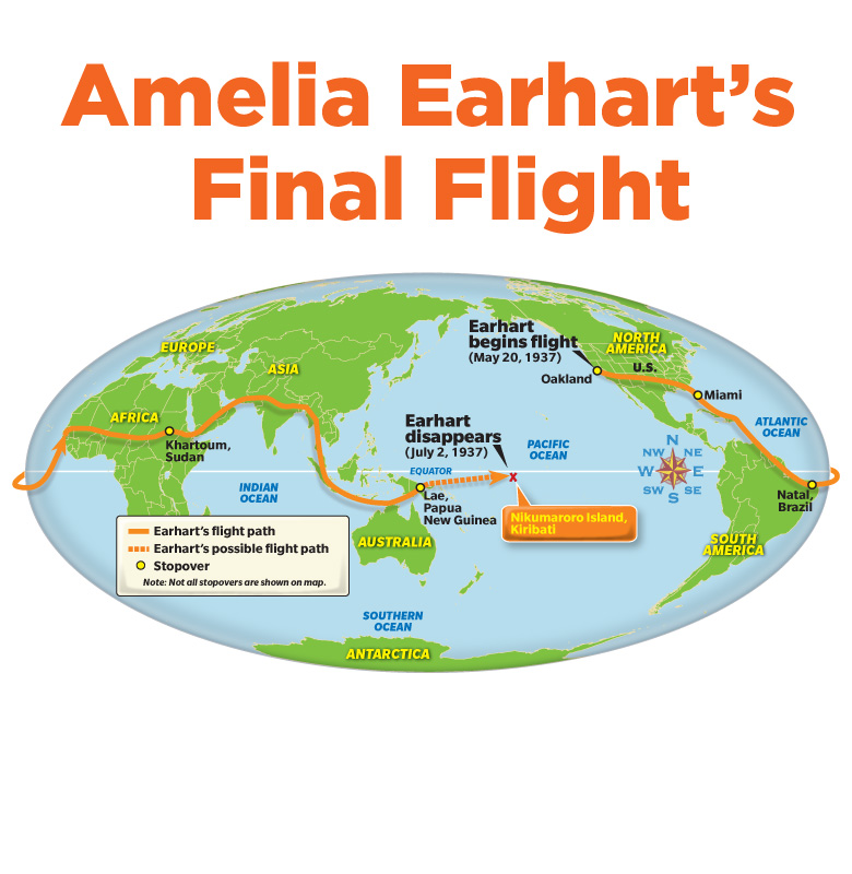 Amelia Earhart Map Of Flight