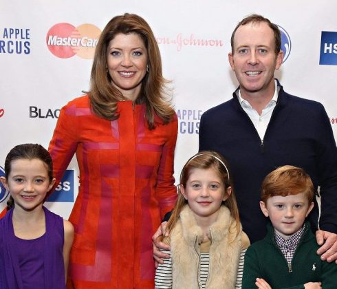 Norah O’Donnell, her husband Geoff Tracy and their children, Riley