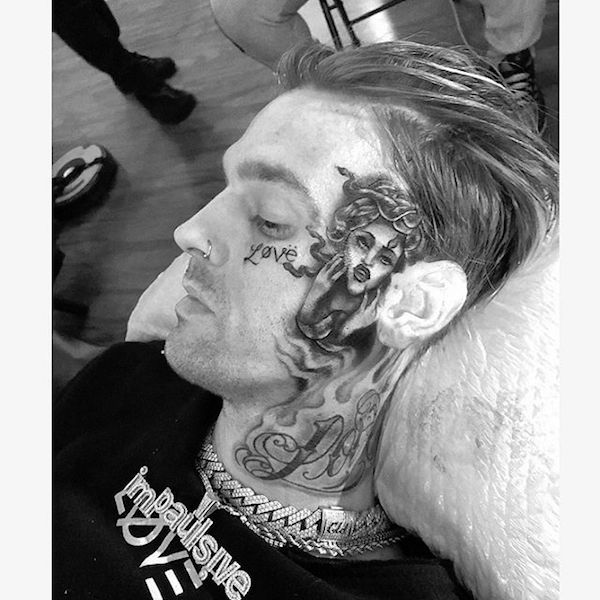 Aaron Carter debuts a new face tattoo: Tattoo artist tried ...
