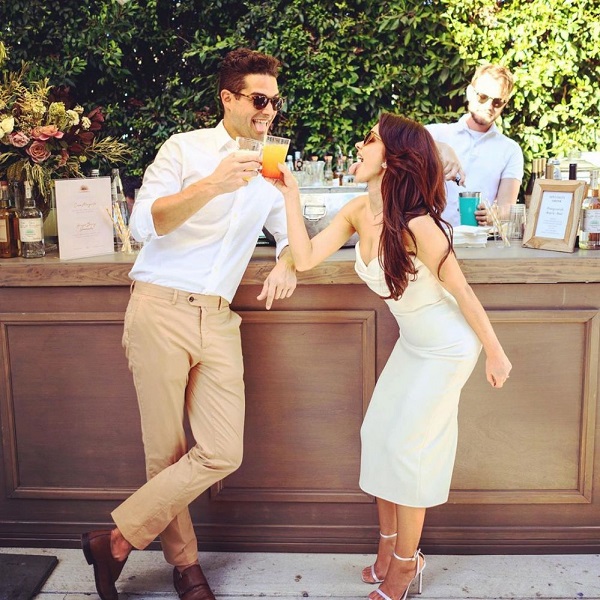 Actress Sarah Hyland and her fiance Wells Adams hold engagement party