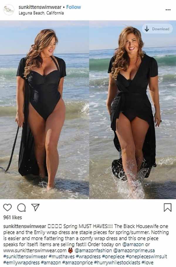 Emily Simpson flaunted her body on a swimsuit (Source: Instagram). 