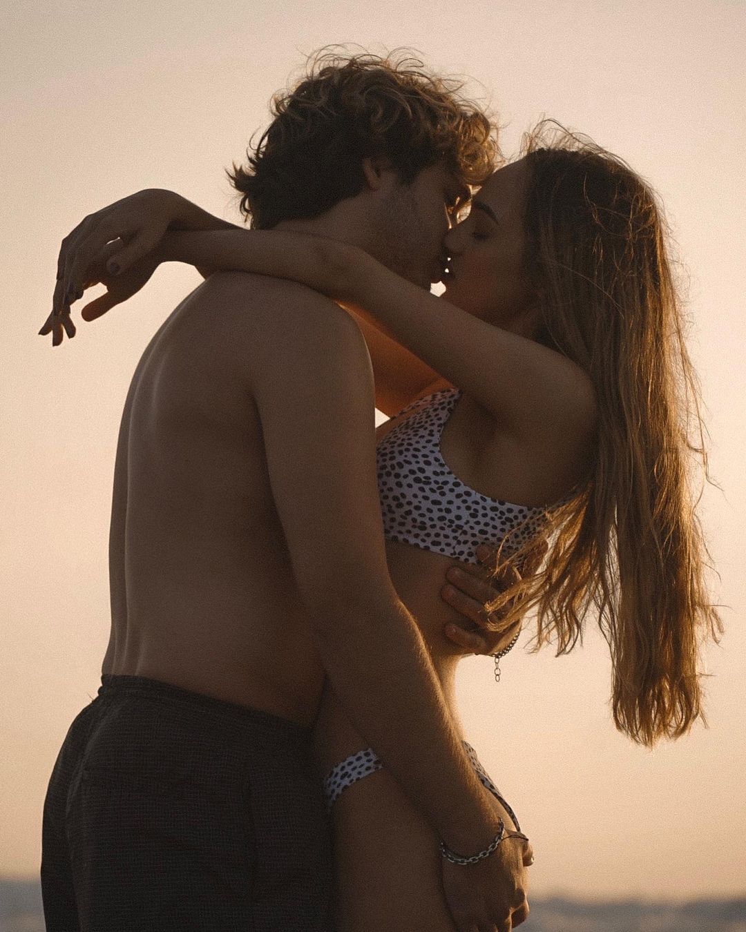 YouTuber couple Maddie Joy and Elijah Wireman beach moment posted on Instag...