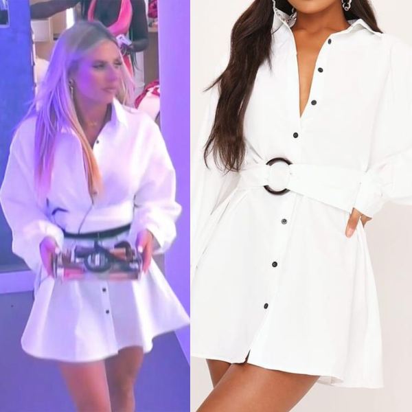 chloe love island white shirt dress