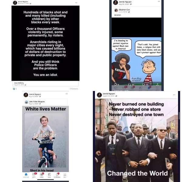 Jennie Nguyen's racist posts