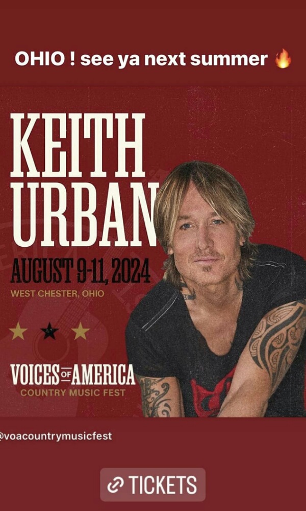 Keith Urban selected for headlining act at the 2024’s Voices of America